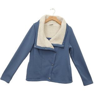 Columbia Jacket Womens Medium Blue Fleece Sherpa Snap Long Sleeve Cozy Outdoor